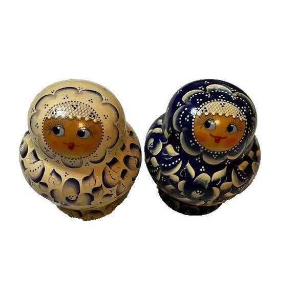 Set of 2 Vntg Collectible Russian Matryoshka w/9 Nesting Dolls Each Hand Painted - Picture 1 of 6